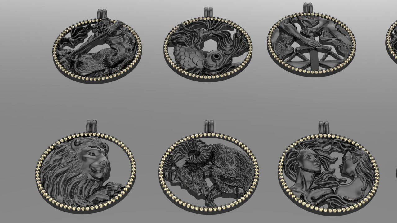 Zodiac Symbols theme 1 diamond frame 3D print model_1