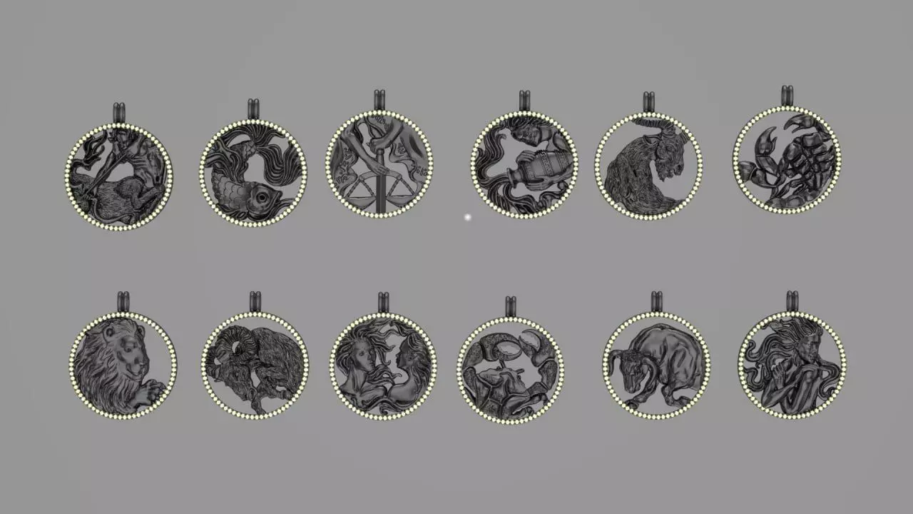 Zodiac Symbols theme 1 diamond frame 3D print model_0