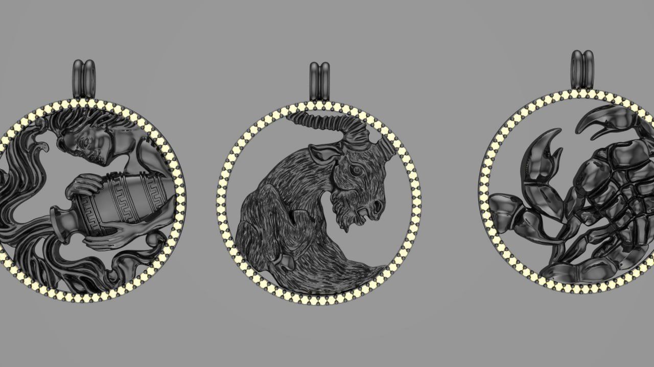 Zodiac Symbols theme 1 diamond frame 3D print model_4