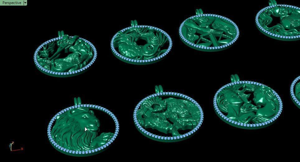 Zodiac Symbols theme 1 diamond frame 3D print model_7