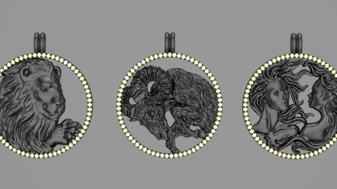 Zodiac Symbols theme 1 diamond frame 3D print model_5