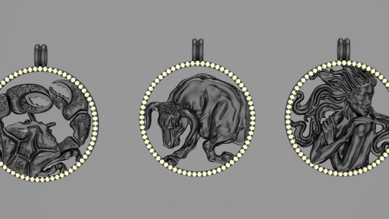 Zodiac Symbols theme 1 diamond frame 3D print model_6