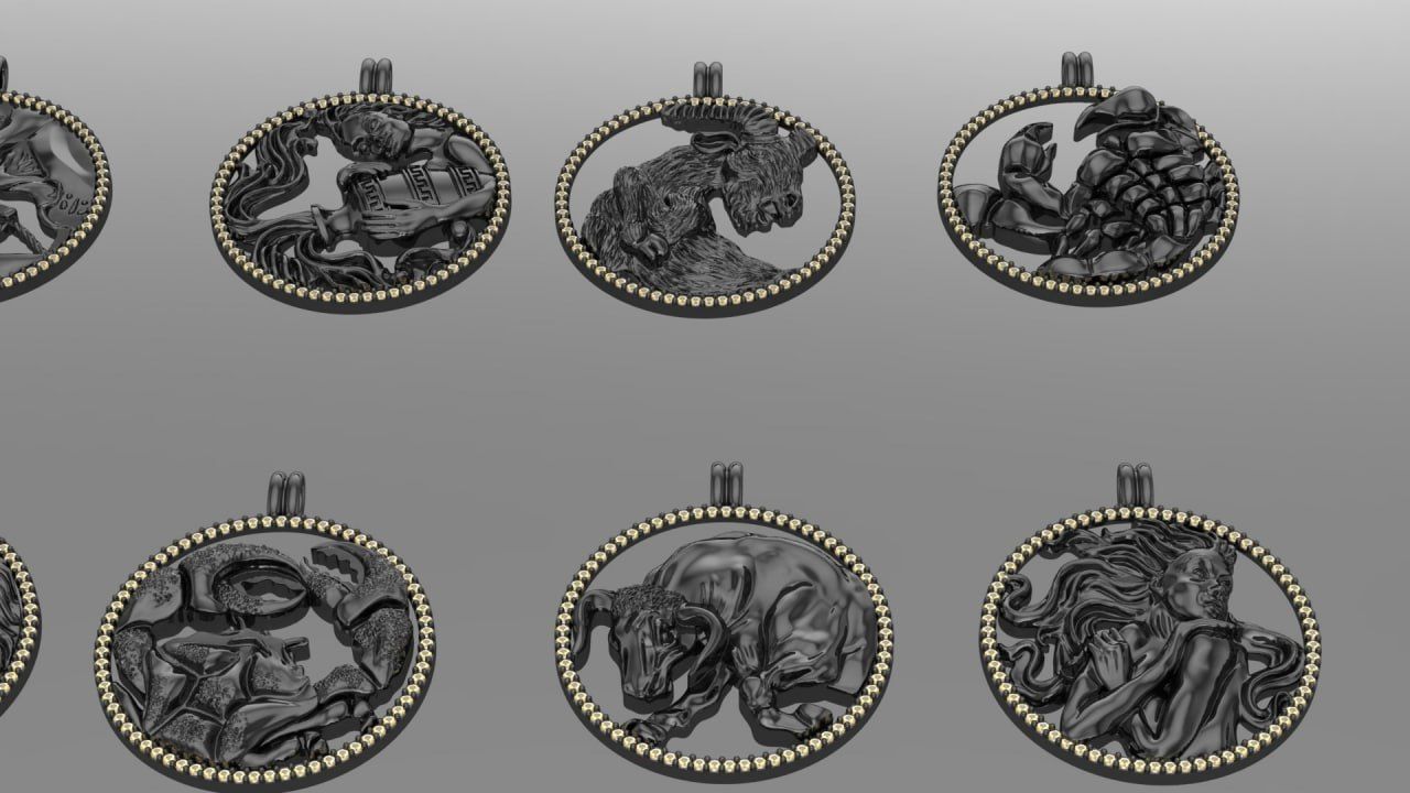 Zodiac Symbols theme 1 diamond frame 3D print model_2