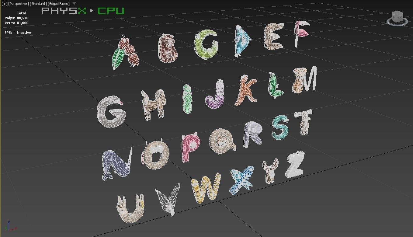 Cartoon Animal Alphabet v010 Low-poly 3D model_7