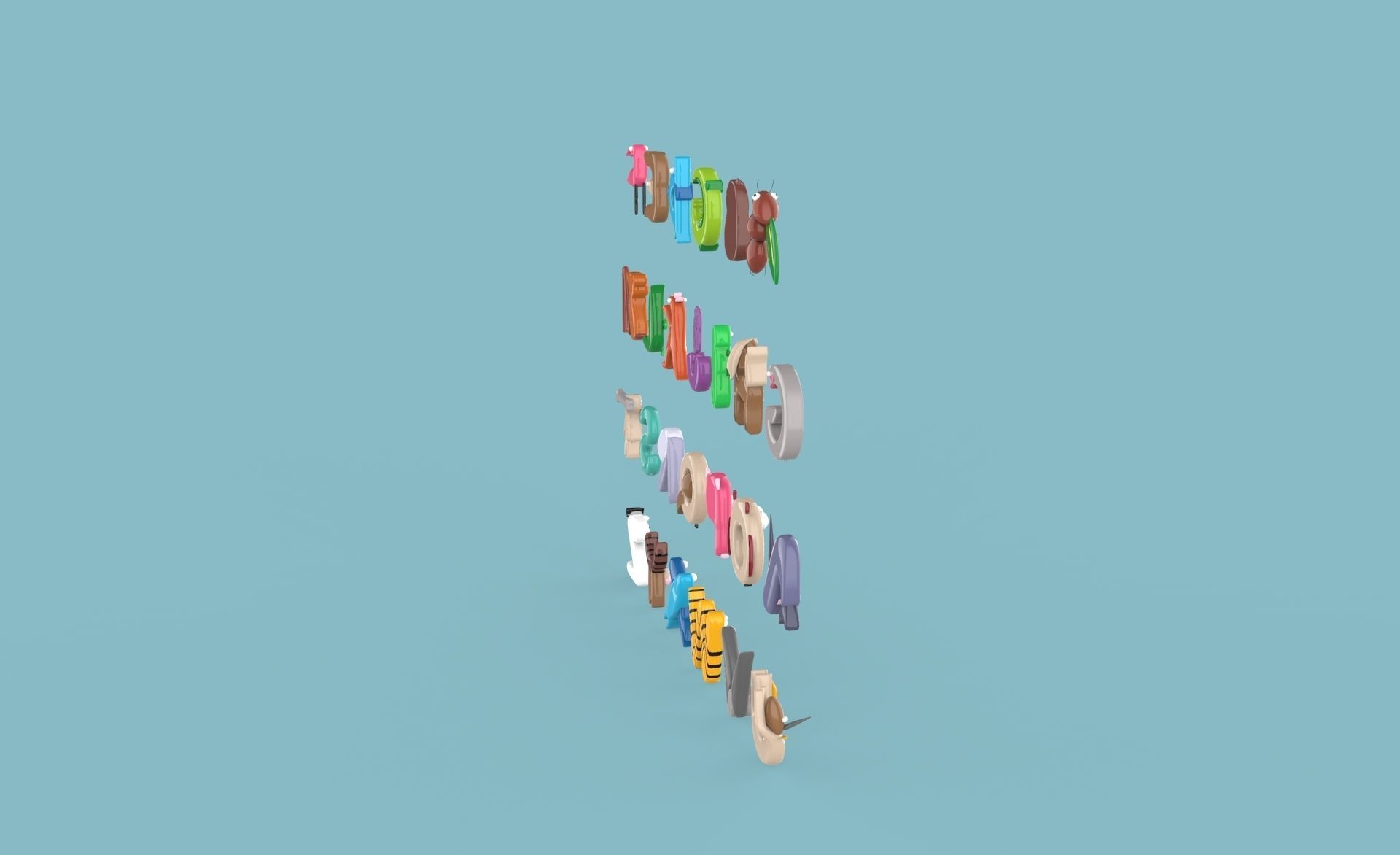 Cartoon Animal Alphabet v010 Low-poly 3D model_18