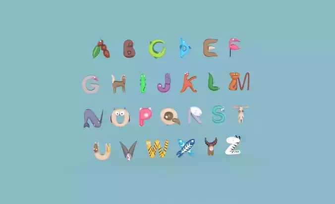 Cartoon Animal Alphabet v010