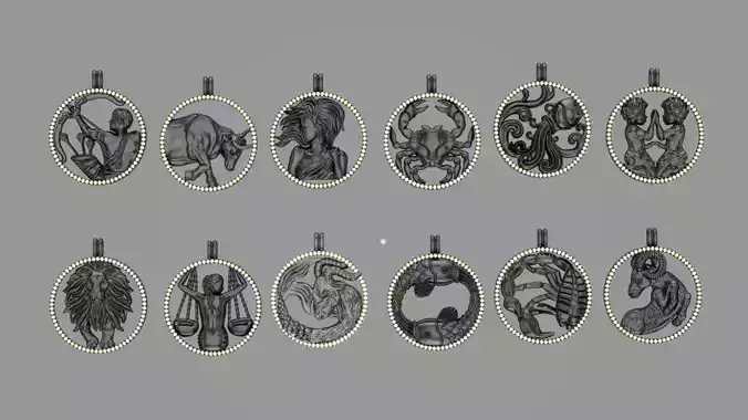 Zodiac Symbols theme 2 diamond frame 3D print model