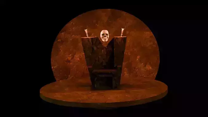 stone throne with skull on top 3d model 3D model