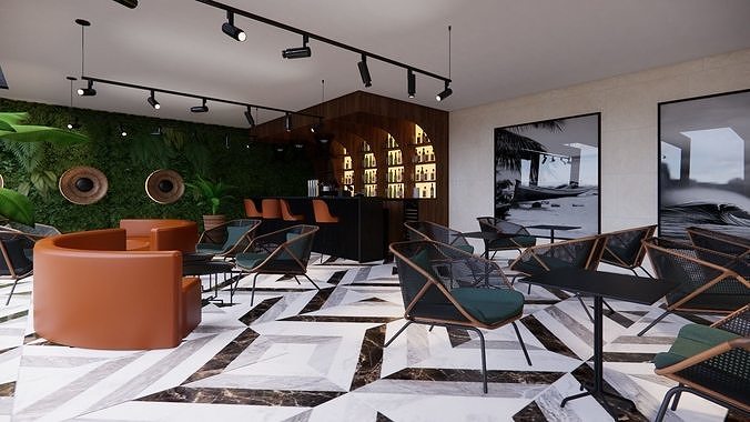RESTAURANT AND LOUNGE INTERIOR AND EXTERIOR 3D DESIGN 3D model 2