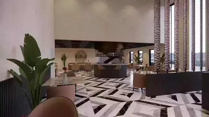RESTAURANT AND LOUNGE INTERIOR AND EXTERIOR 3D DESIGN 3D model