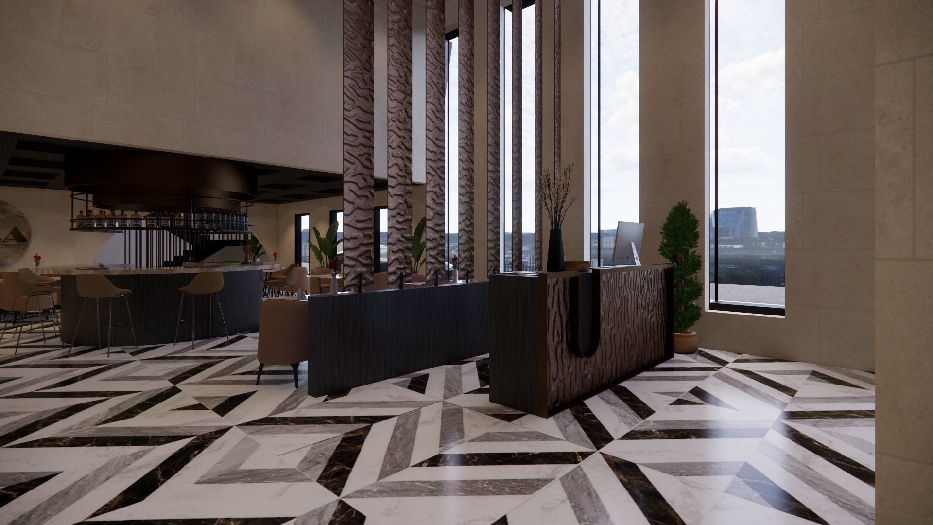 RESTAURANT AND LOUNGE INTERIOR AND EXTERIOR 3D DESIGN 3D model_4