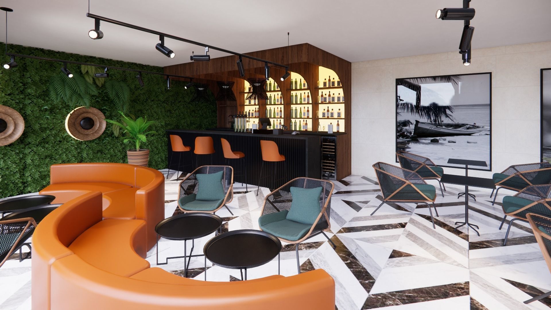 RESTAURANT AND LOUNGE INTERIOR AND EXTERIOR 3D DESIGN 3D model_16