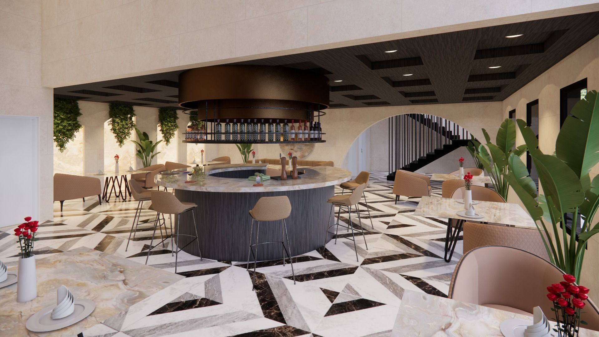 RESTAURANT AND LOUNGE INTERIOR AND EXTERIOR 3D DESIGN 3D model_9