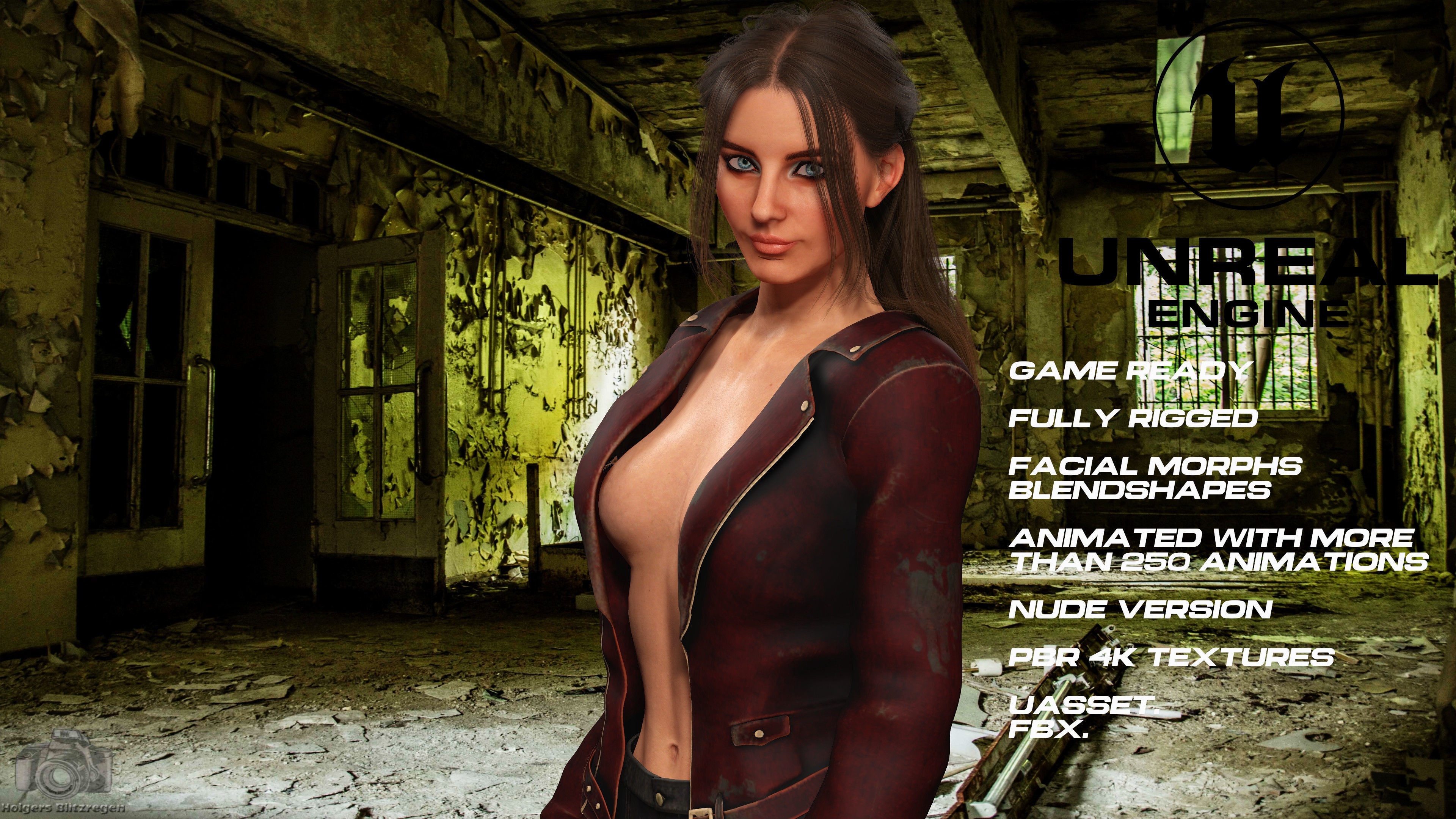 Sexy Girl full rigged - game ready - animated - nude version Low-poly 3D model_5