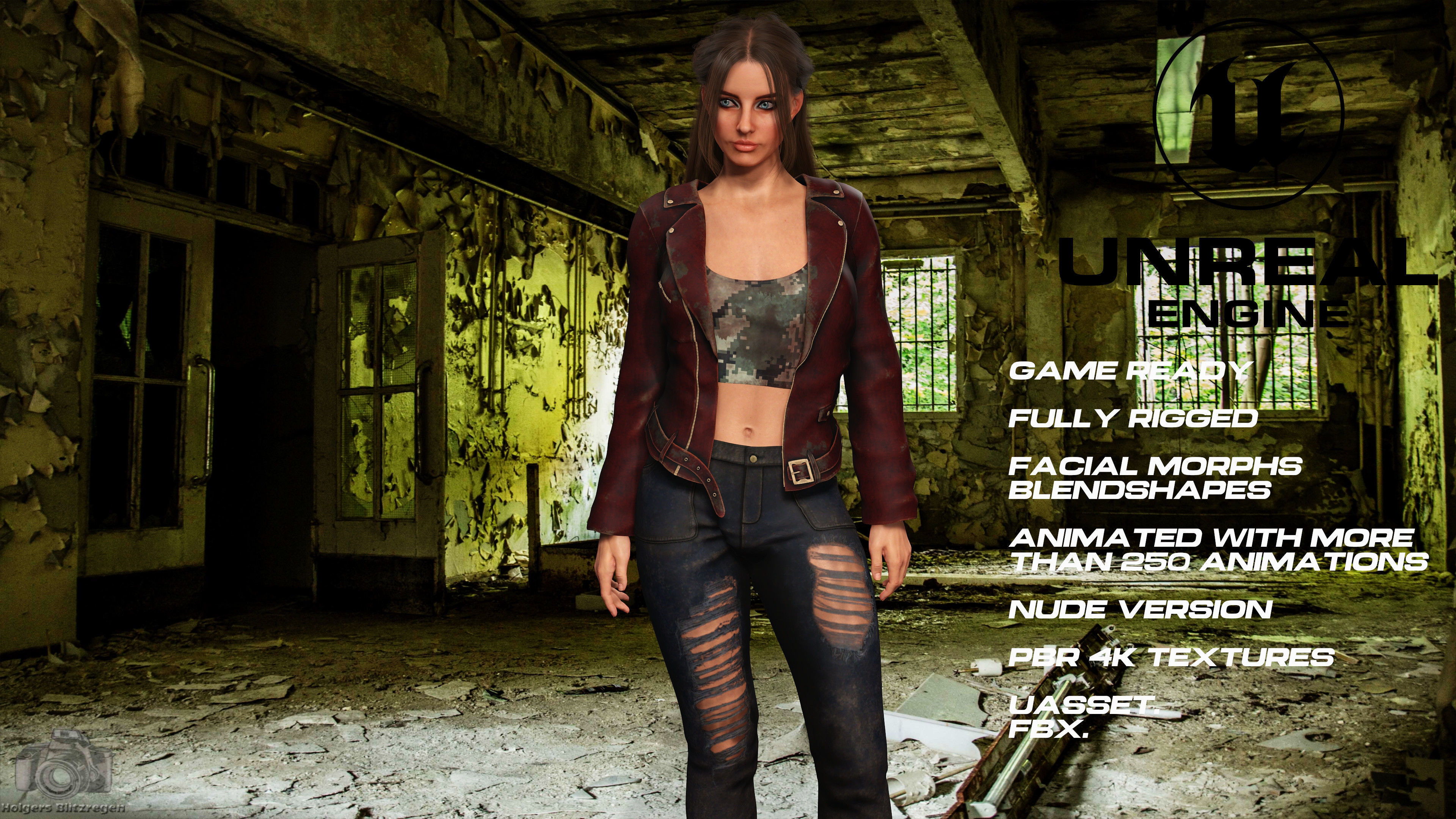 Sexy Girl full rigged - game ready - animated - nude version Low-poly 3D model_3