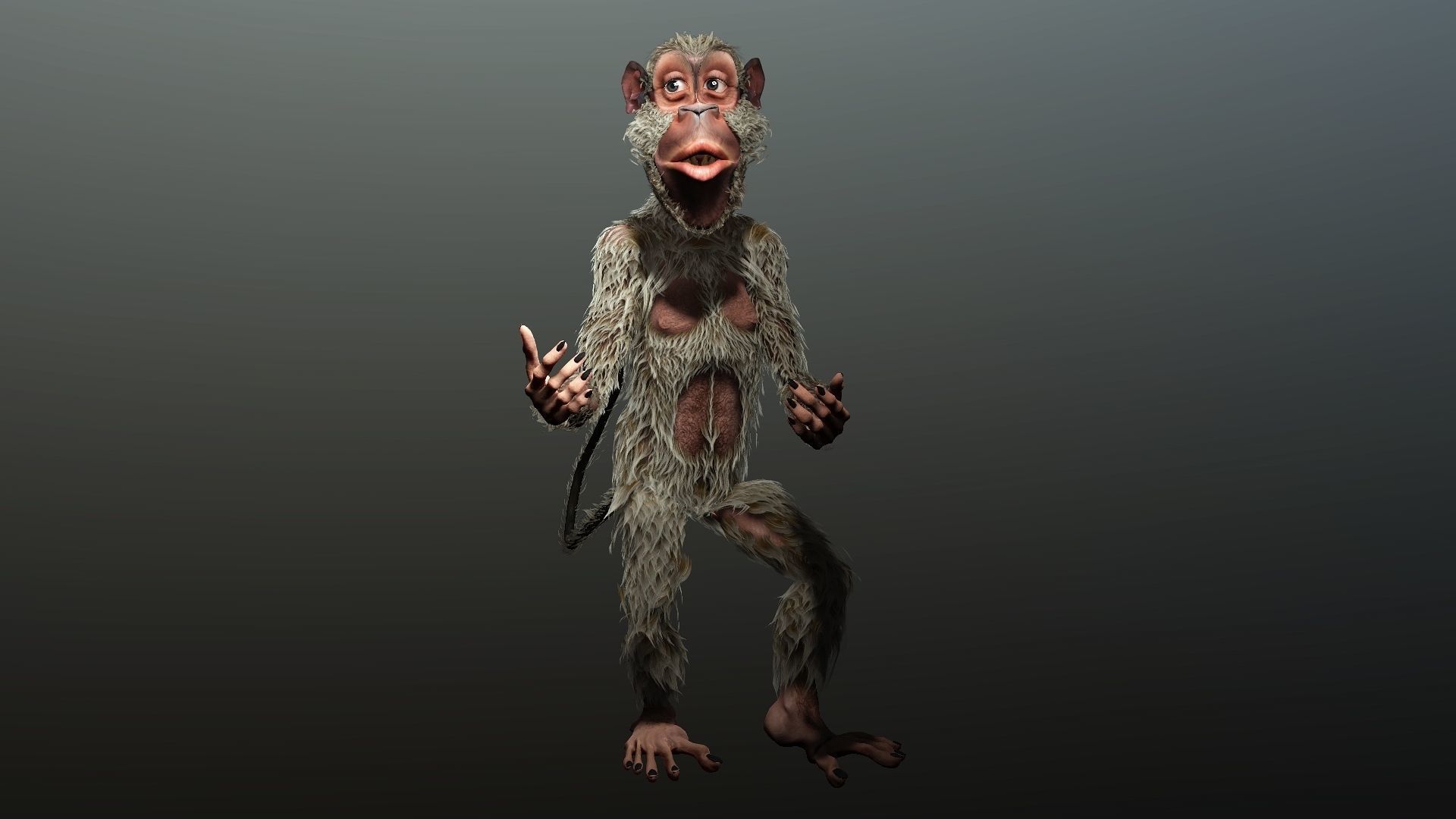 monkey  High quality character full Rigged and Animated  3D model_7