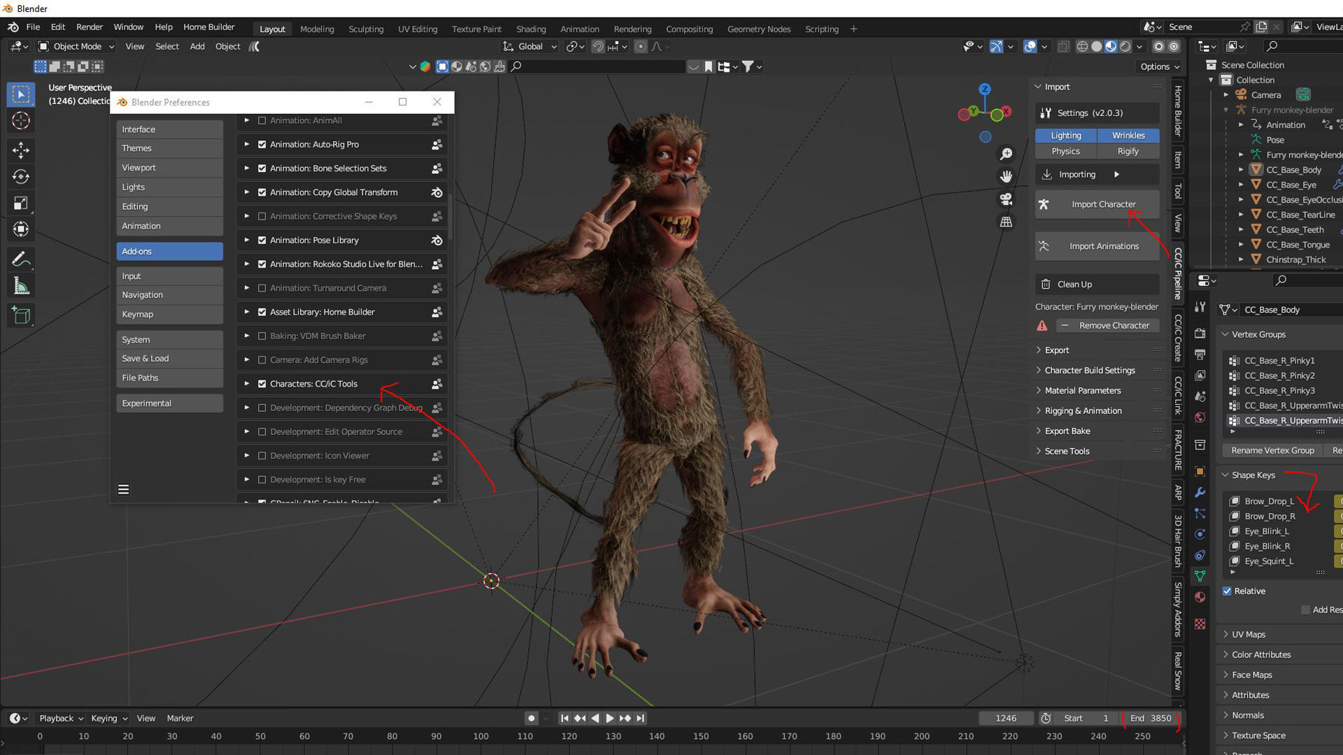 monkey  High quality character full Rigged and Animated  3D model_4