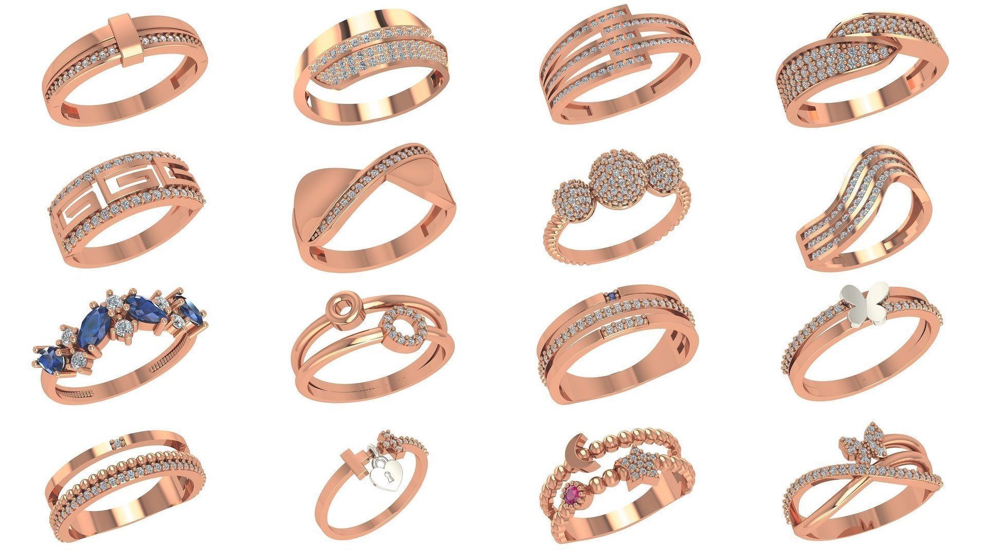 221  Diamond Ring renders 3dm stl details  3D Model Collection_11