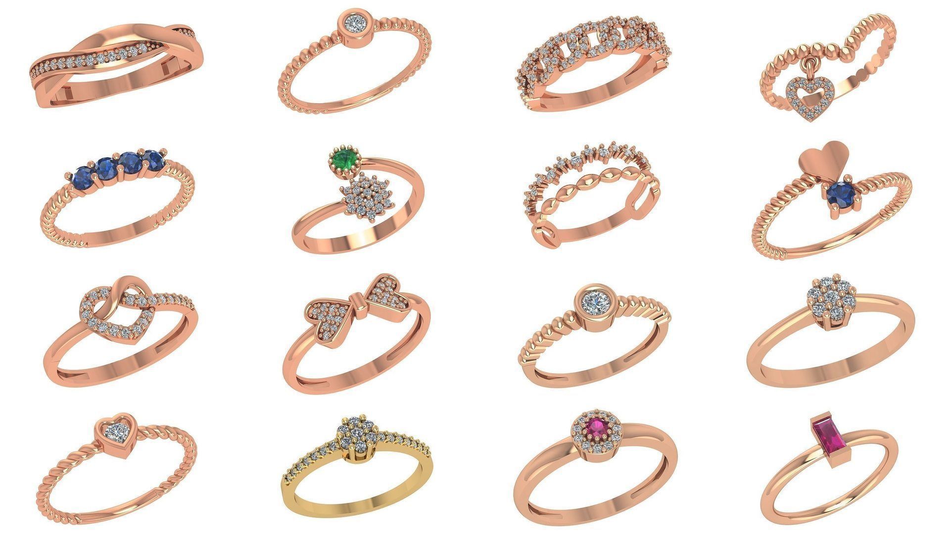 221  Diamond Ring renders 3dm stl details  3D Model Collection_4