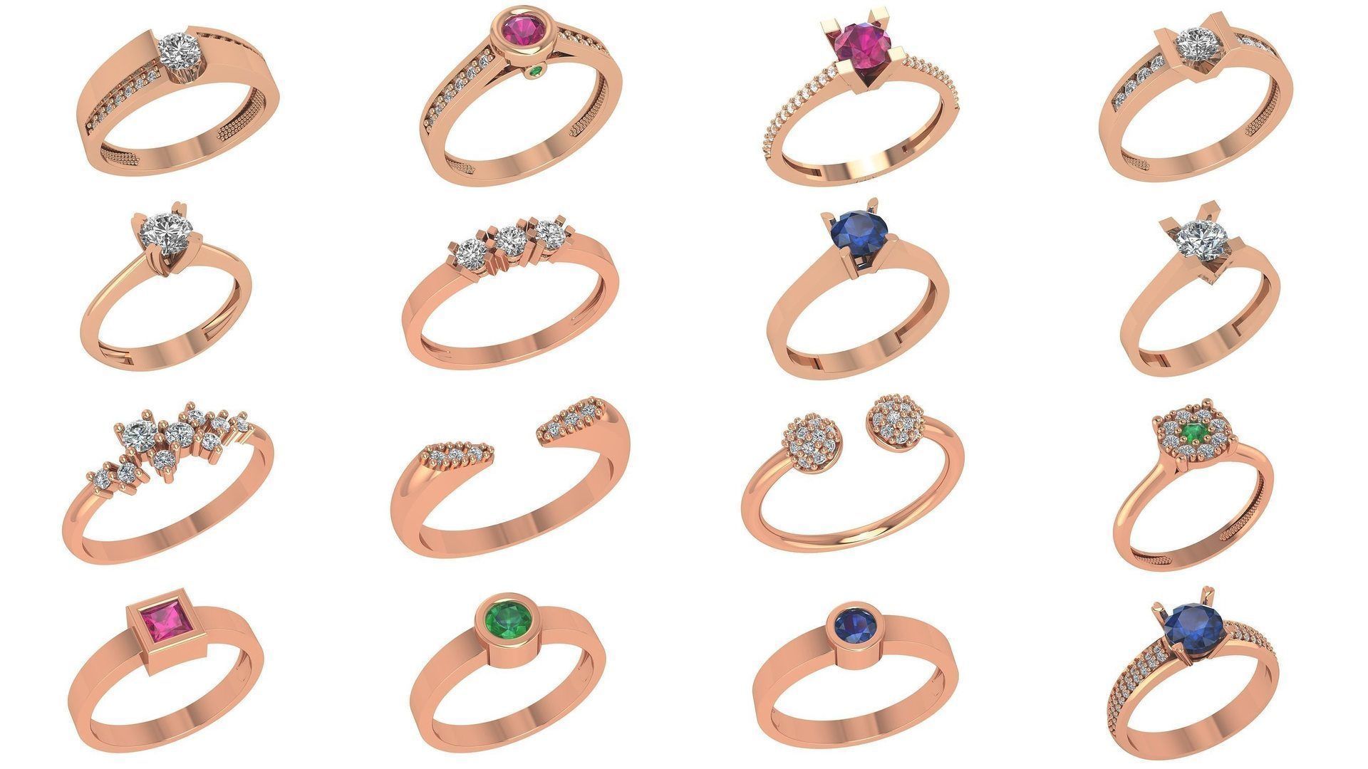 221  Diamond Ring renders 3dm stl details  3D Model Collection_1