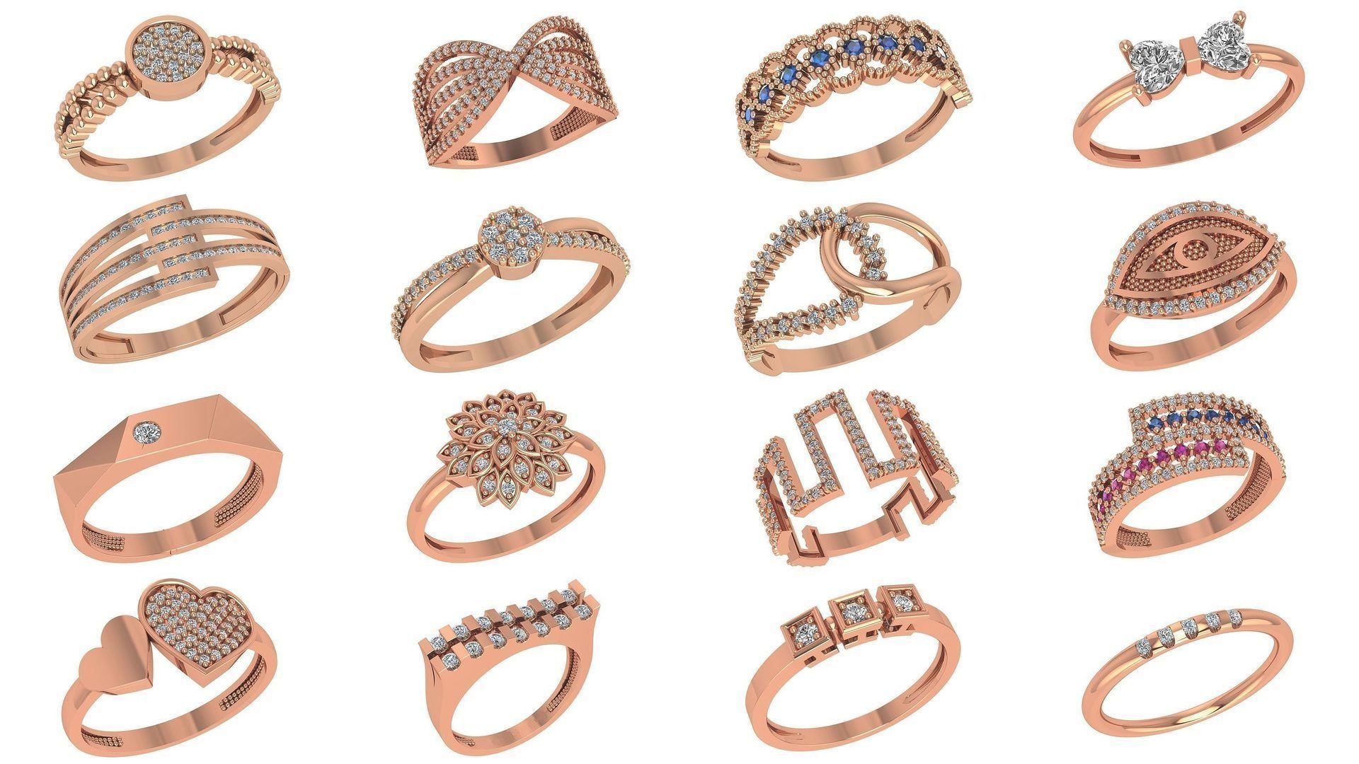 221  Diamond Ring renders 3dm stl details  3D Model Collection_6