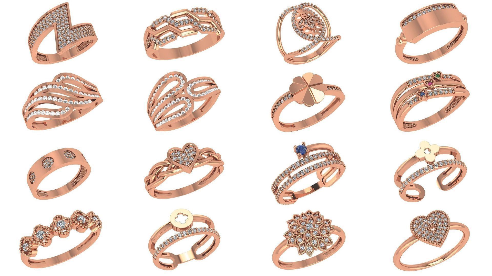 221  Diamond Ring renders 3dm stl details  3D Model Collection_9