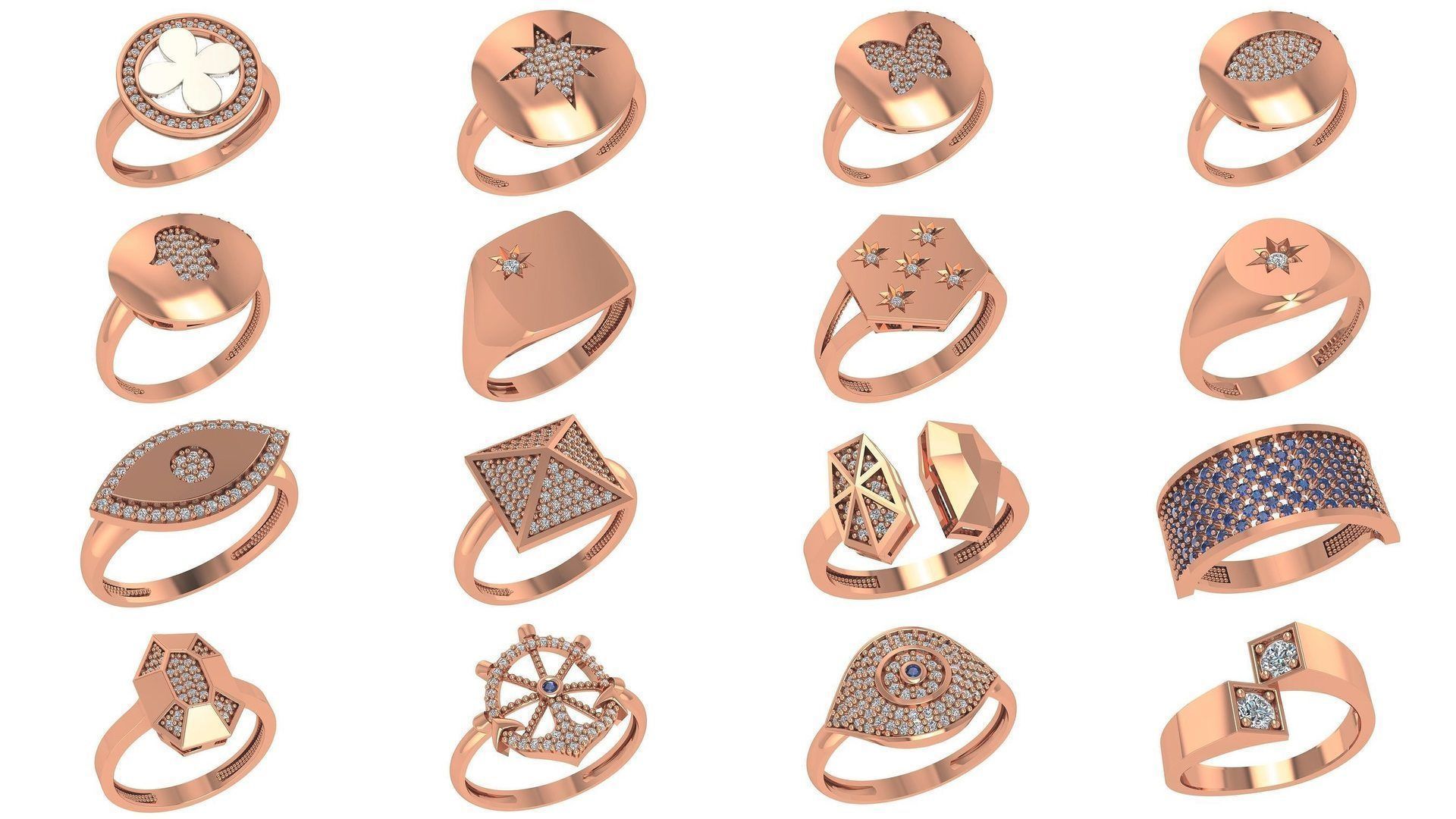 221  Diamond Ring renders 3dm stl details  3D Model Collection_8