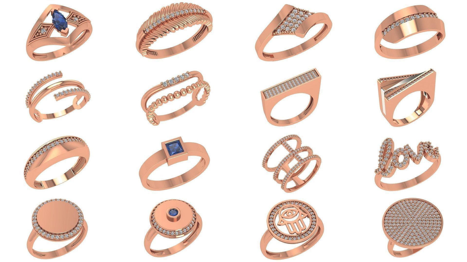 221  Diamond Ring renders 3dm stl details  3D Model Collection_7