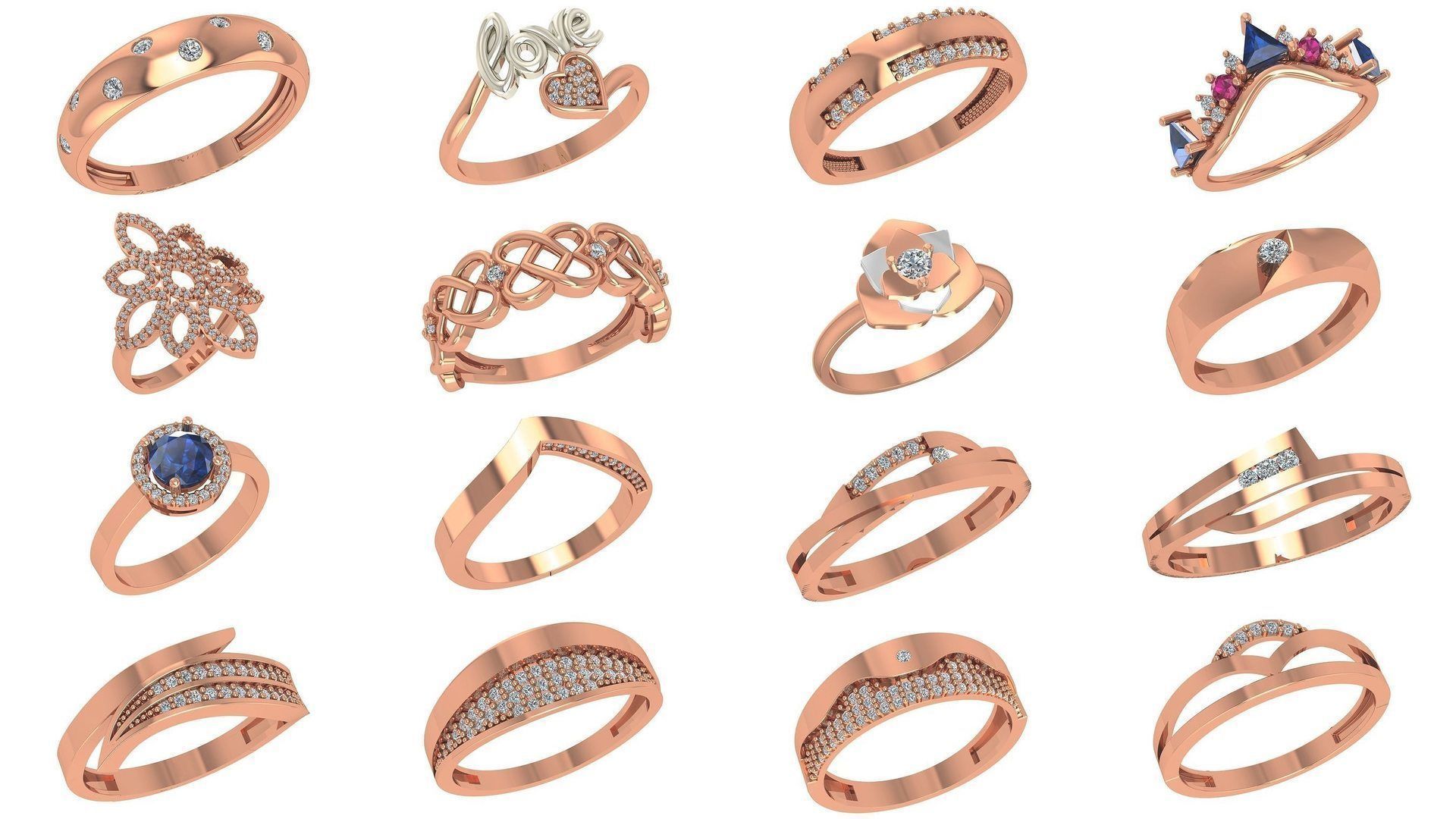 221  Diamond Ring renders 3dm stl details  3D Model Collection_10