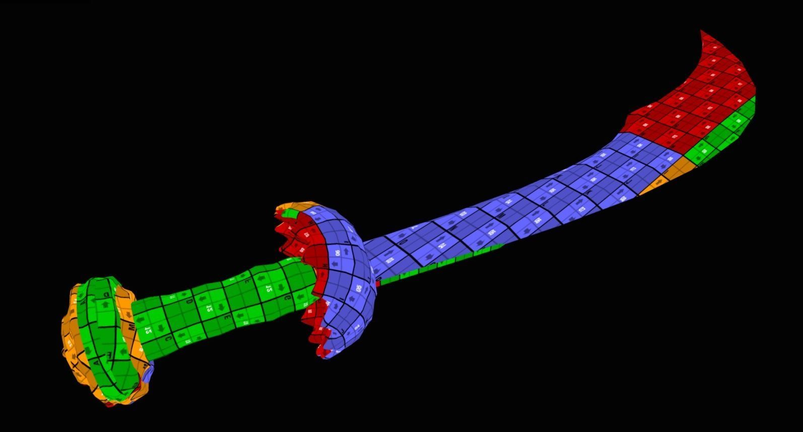 Damascus Scimitar - Game Ready Low-poly 3D model_6