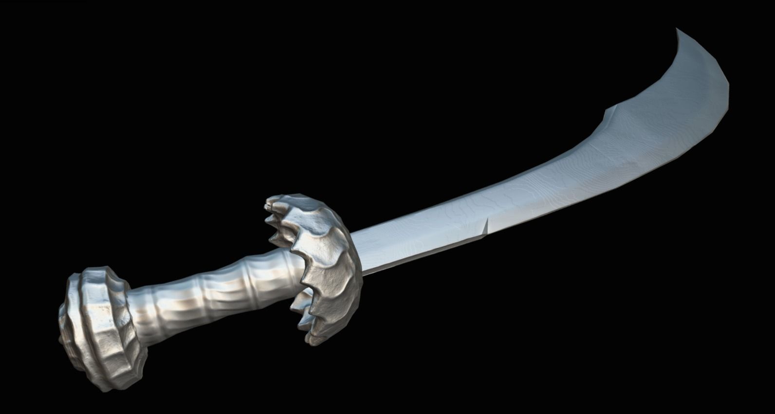 Damascus Scimitar - Game Ready Low-poly 3D model_4