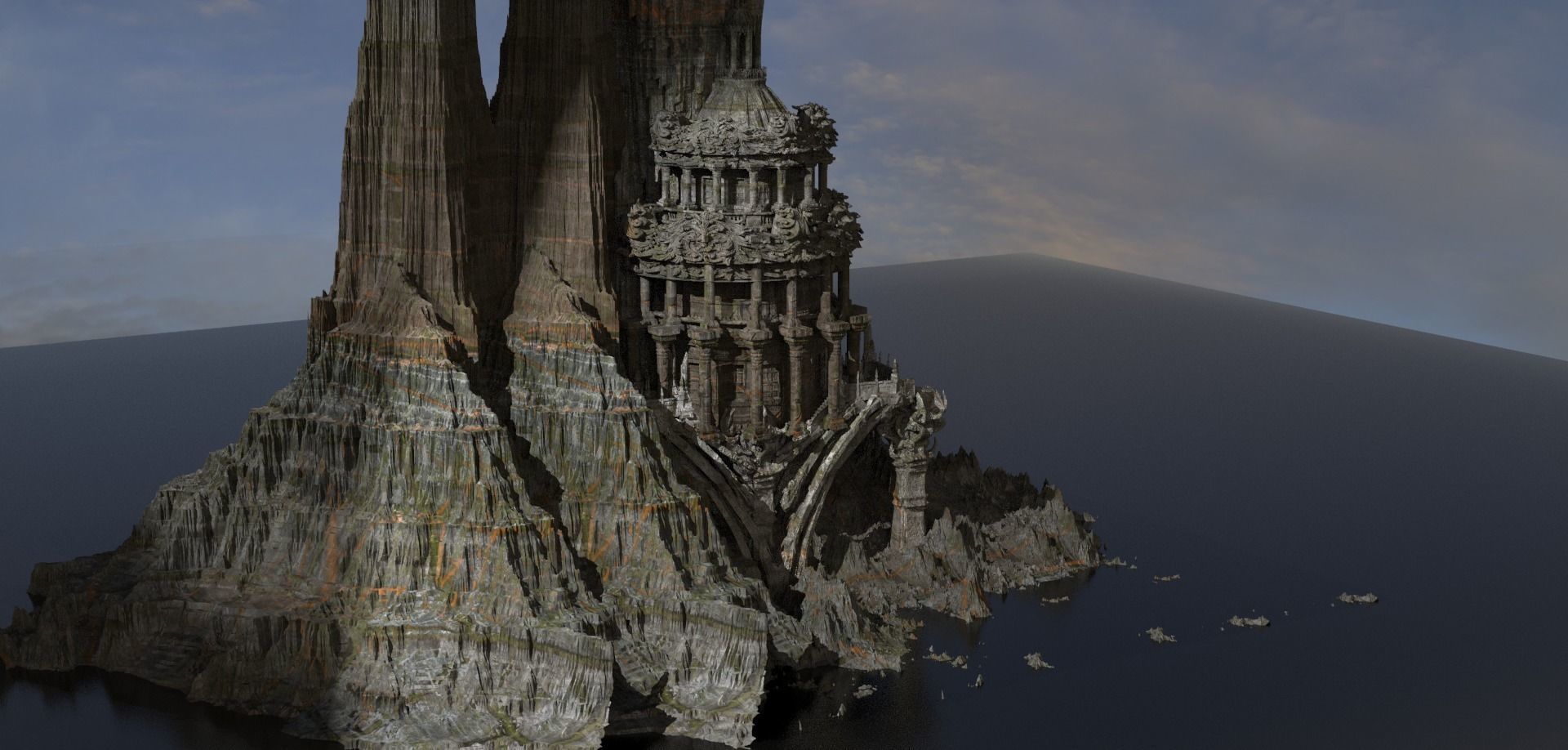 Mali i Thate Mountain retreat temple 3D model_1