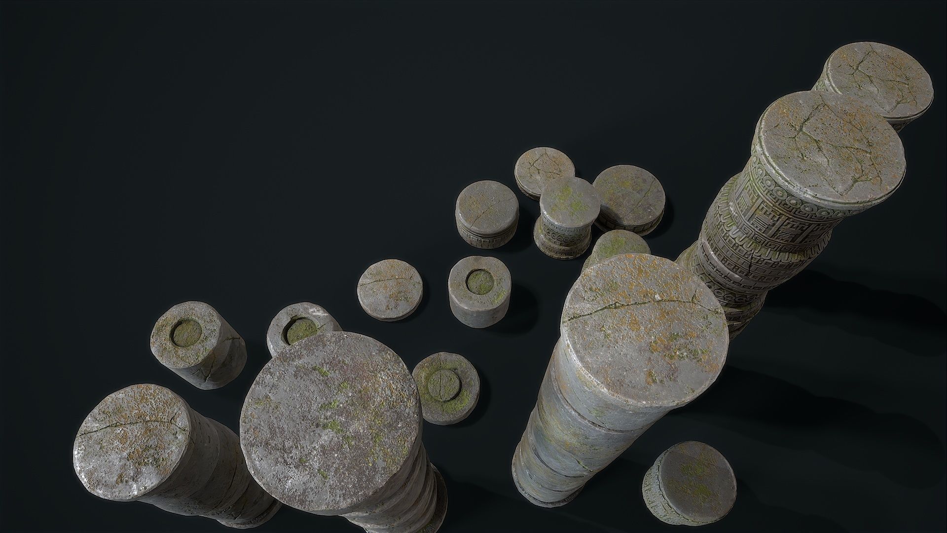 Aztec modular columns Low-poly 3D model_8