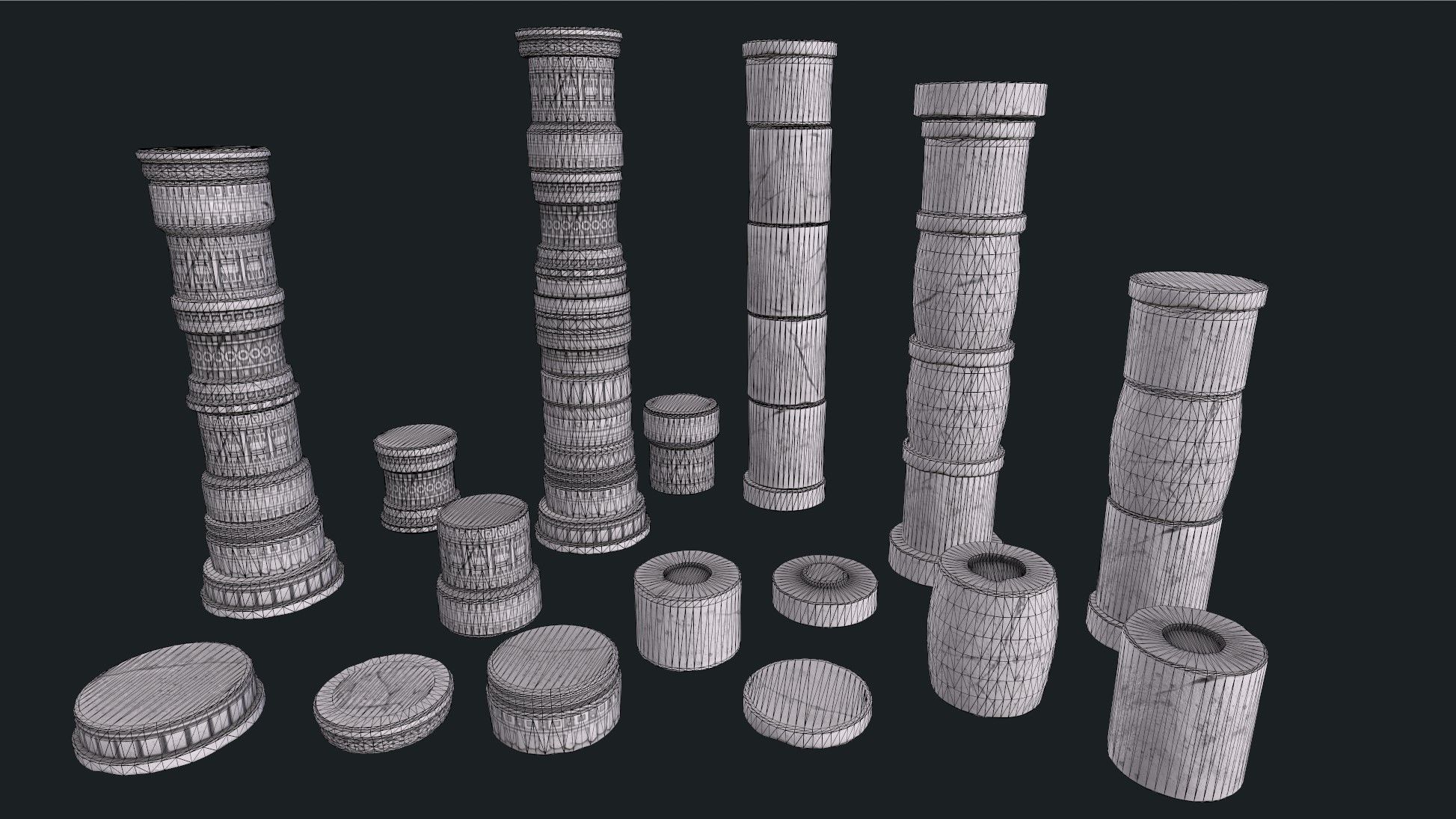 Aztec modular columns Low-poly 3D model_11