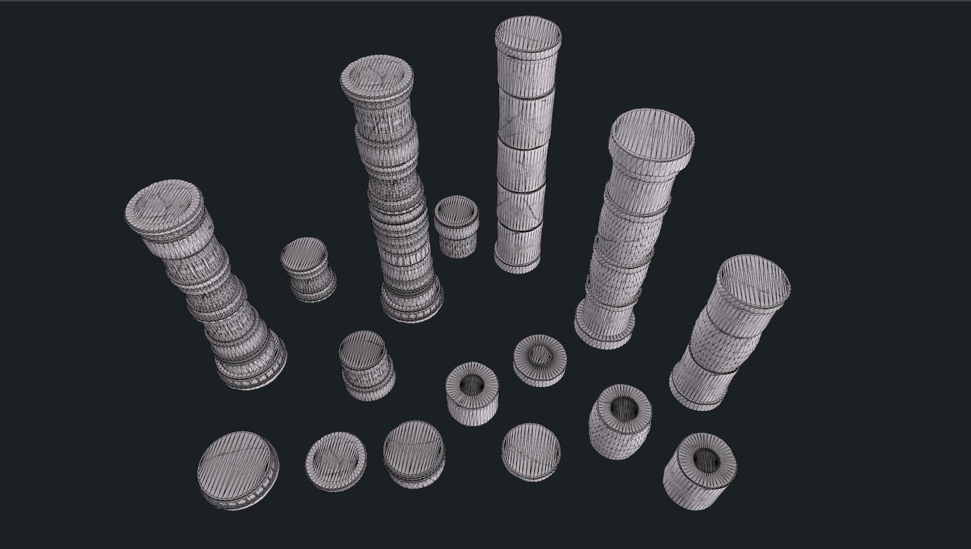 Aztec modular columns Low-poly 3D model_12