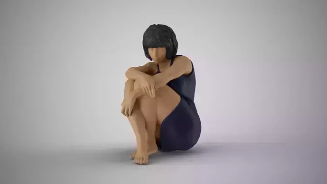 Girl Sitting Bored 3D print model