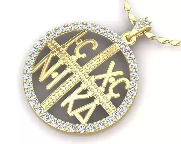 Traditional Gold IC XC NI KA Pendant 3D print model