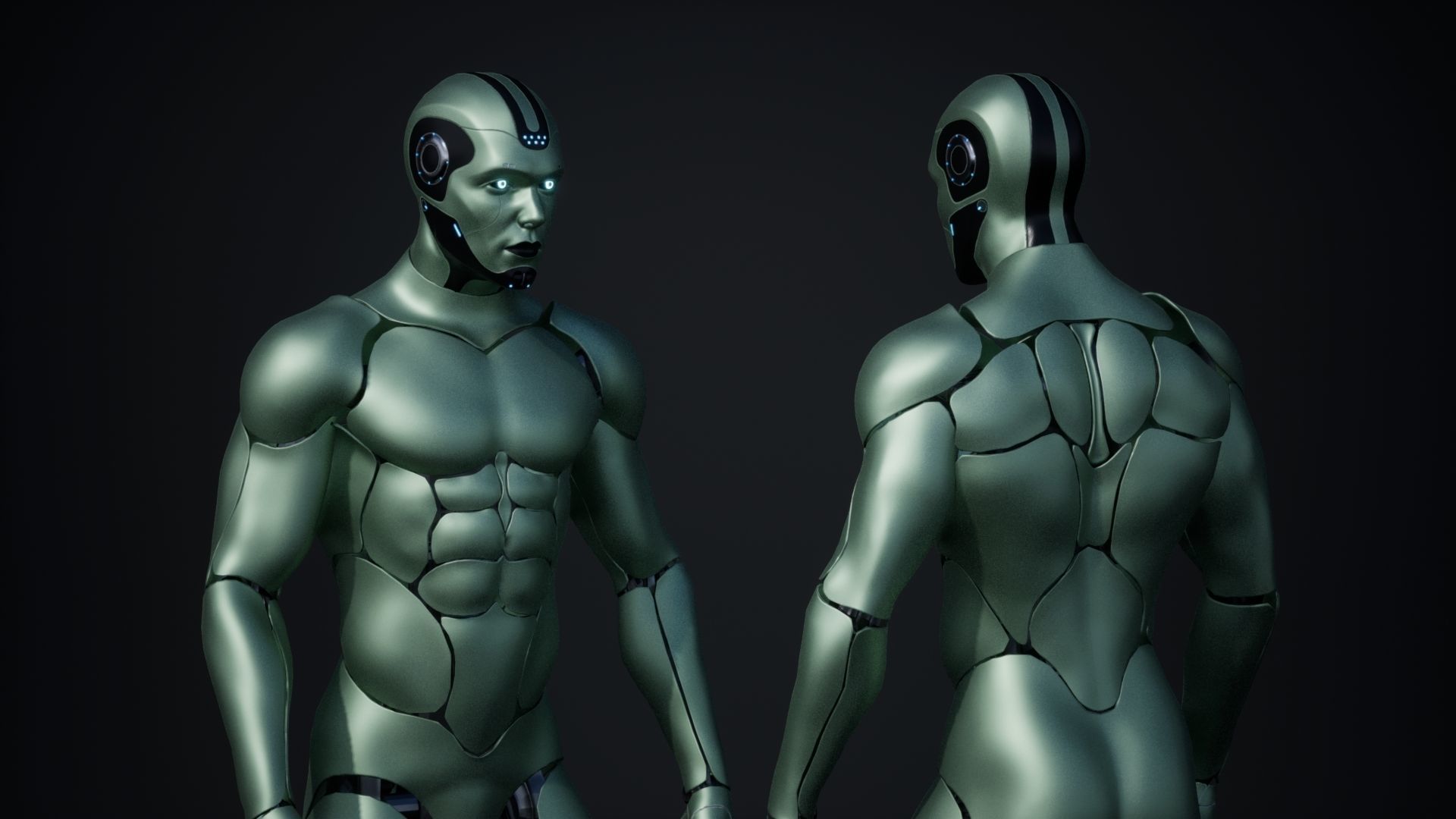 Male Robot R70 Pack Low-poly 3D model_13