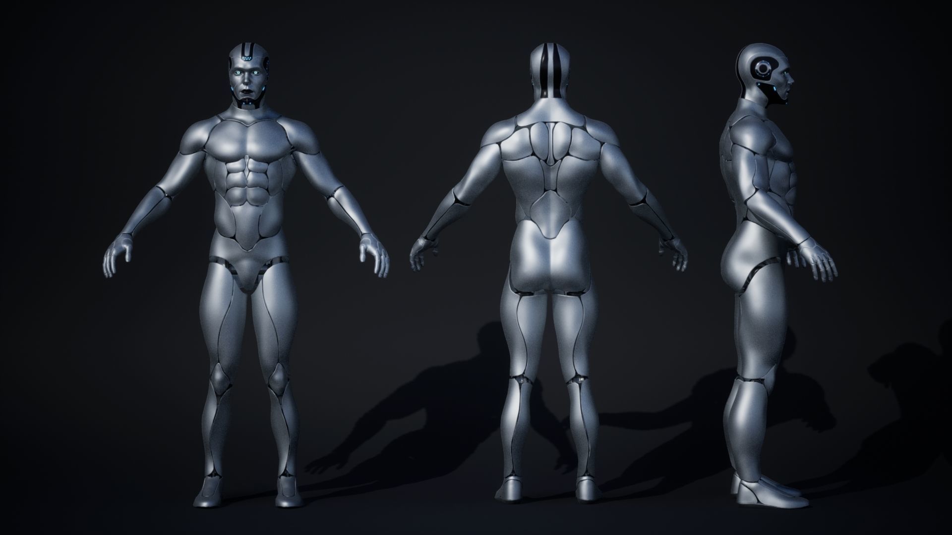 Male Robot R70 Pack Low-poly 3D model_3