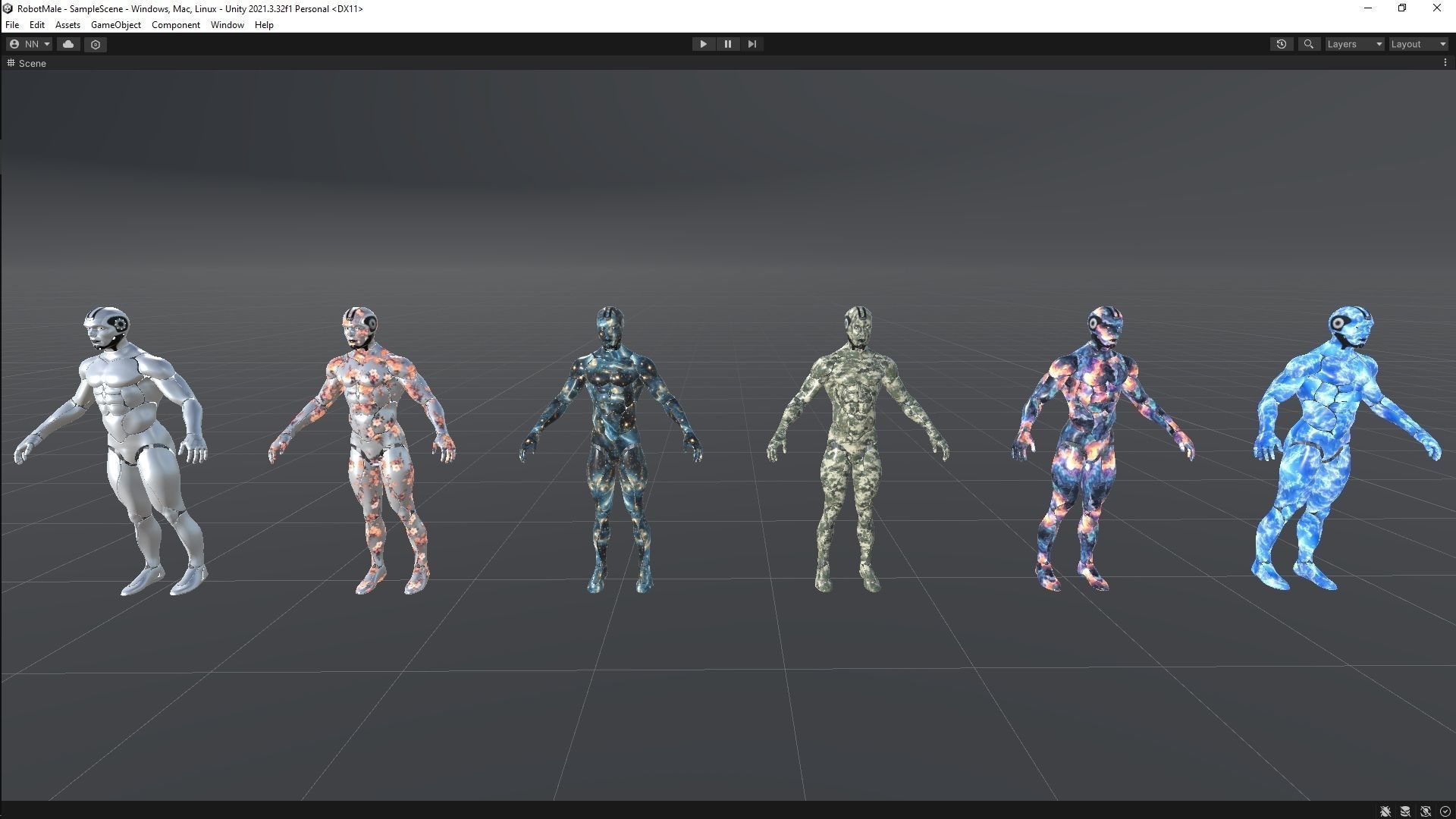 Male Robot R70 Pack Low-poly 3D model_17