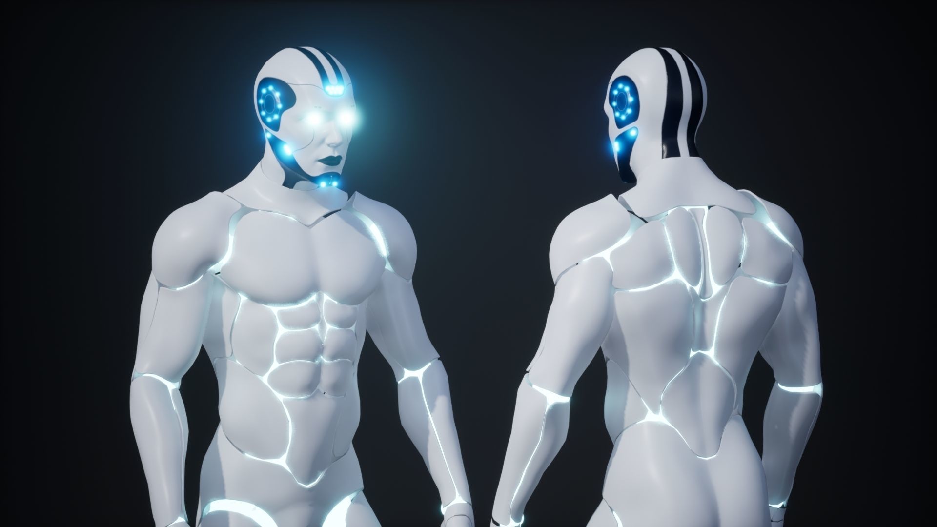 Male Robot R70 Pack Low-poly 3D model_4