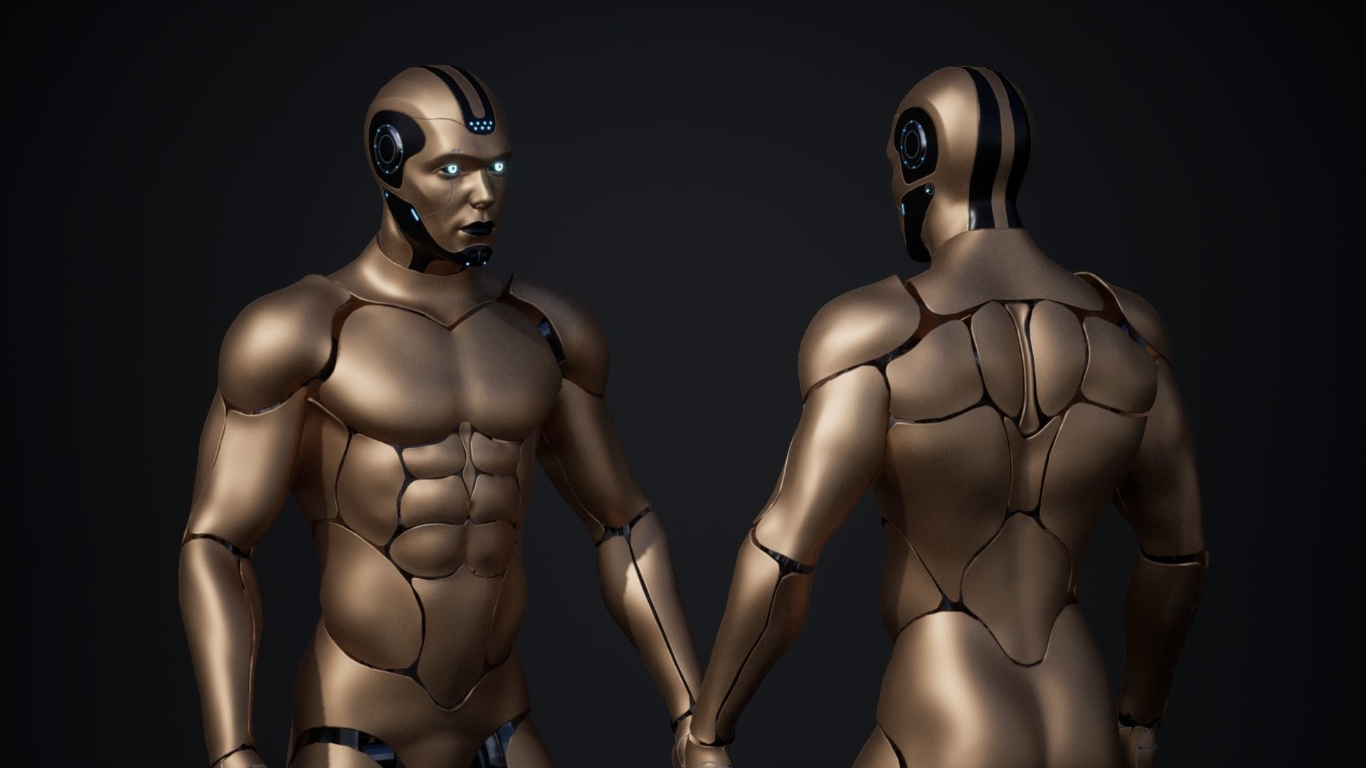 Male Robot R70 Pack Low-poly 3D model_12