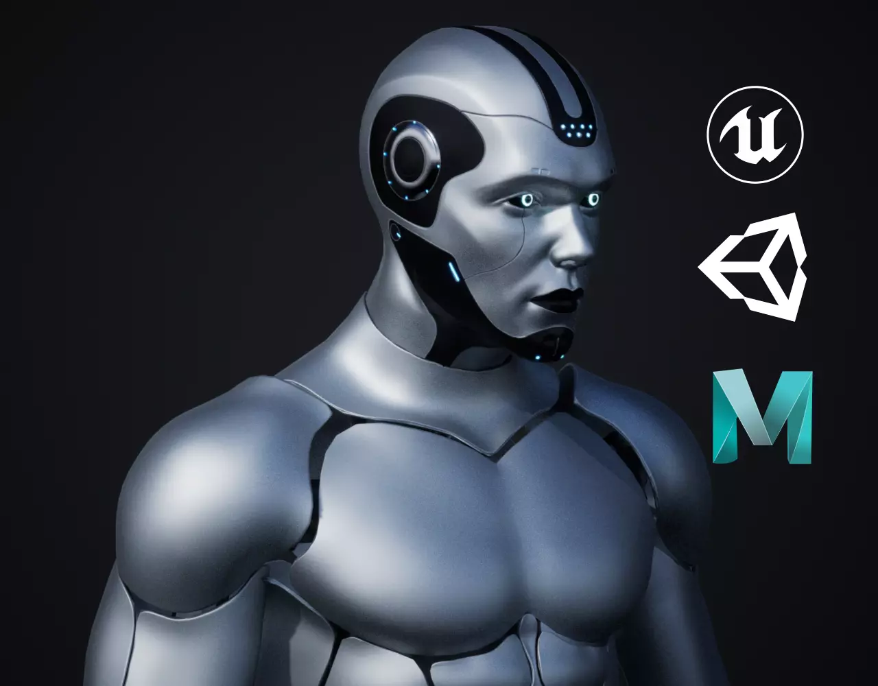 Male Robot R70 Pack Low-poly 3D model_0