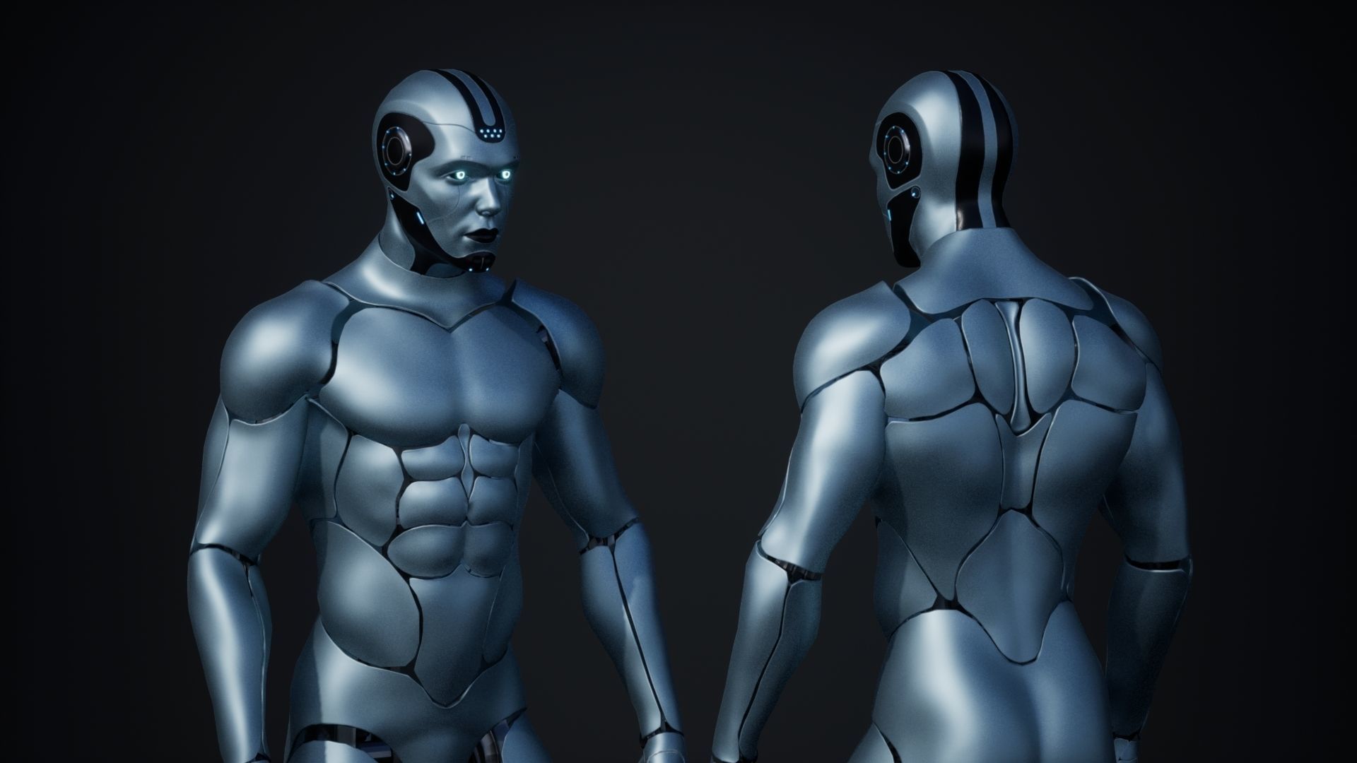 Male Robot R70 Pack Low-poly 3D model_2