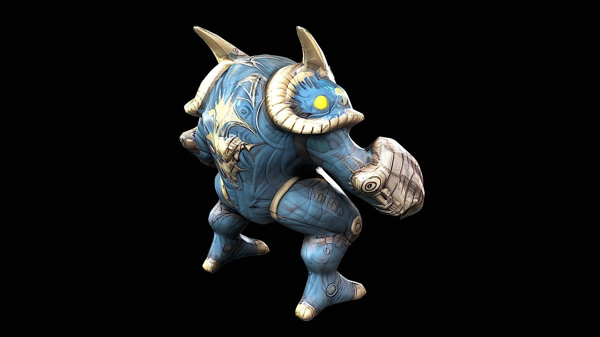 stylized abstract creature 3D model_2