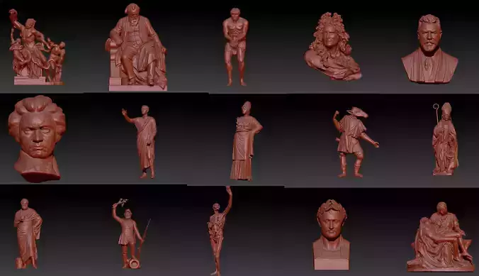 Collection of Various bulk Statues Symbols  3D print model