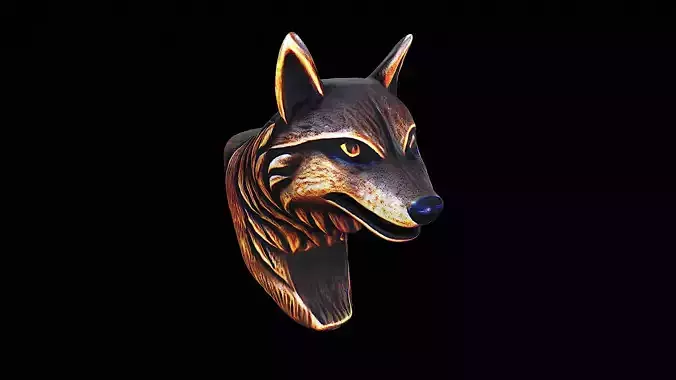 wood carved wolf 3D model