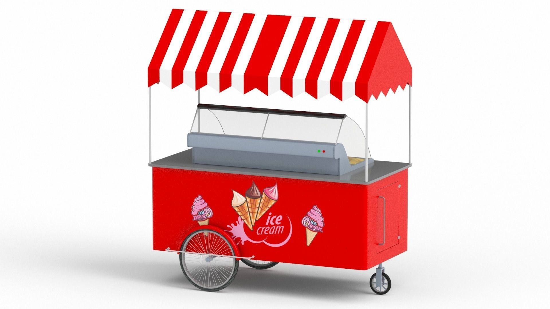 Ice Cream Cart red 3D model_3
