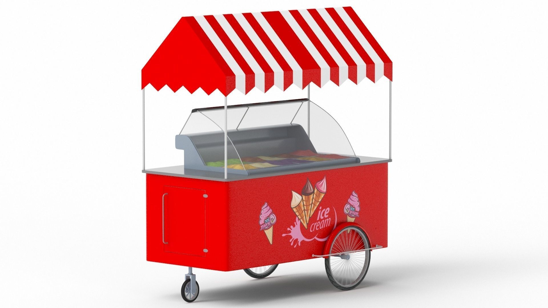 Ice Cream Cart red 3D model_1