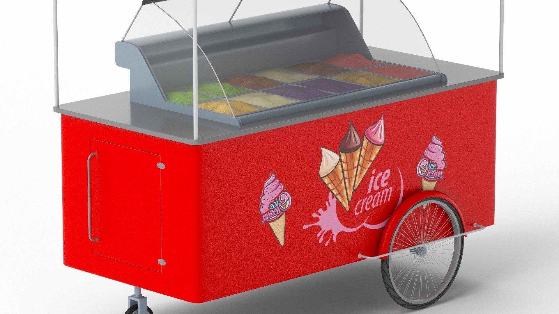 Ice Cream Cart red 3D model_5